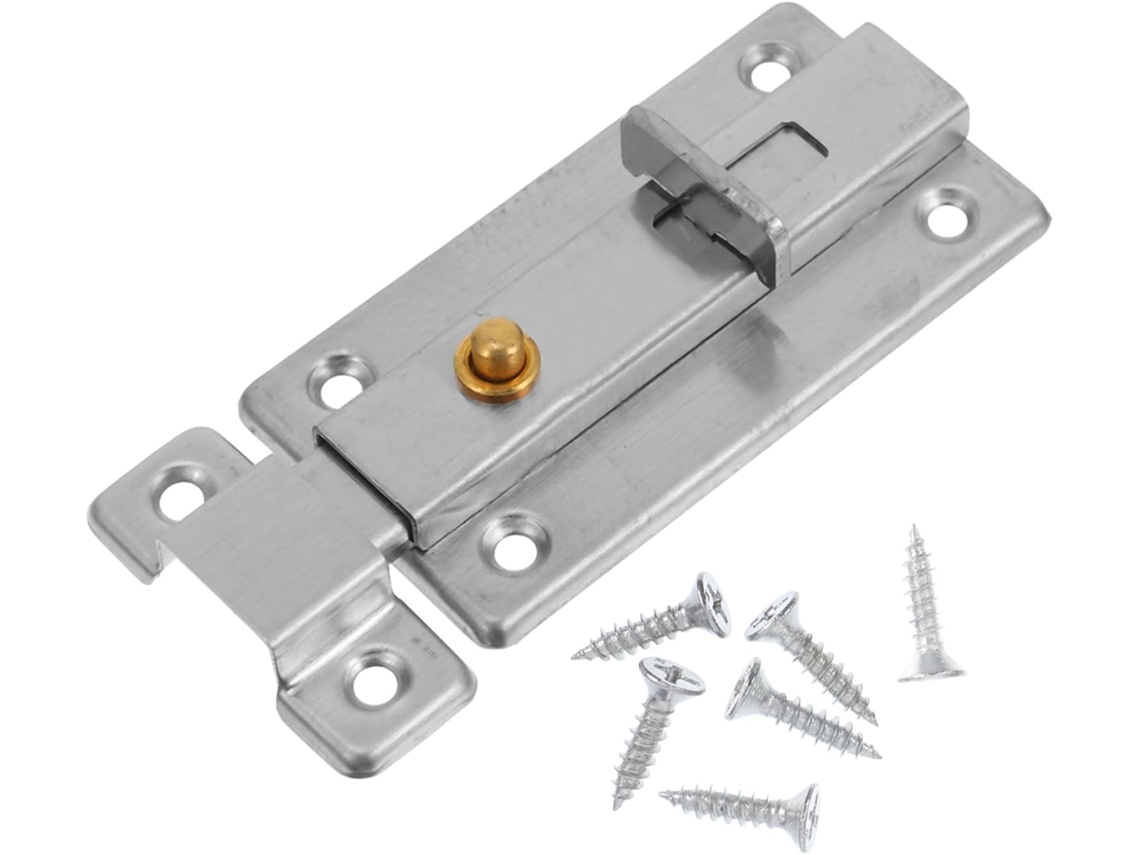 Fechadura Deslizante De Aço Inoxidável Sewacc Com Cabeça Dupla, 10cm 4 Polegadas, Porta De Banheiro, Com Ferrolho