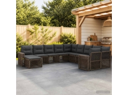 Vidaxl Conjunto De Sofá De Jardim 11 Pcs Cinza E Cinza Escuro Vime Pe