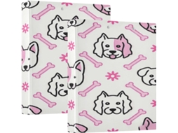 Pasta Fofa Com Estampa De Osso Cachorro Rosa E Flor, 3, 8cm 1 2 Polegada, 3 Argolas Com Capa De Bolso, Pacote Com 1 2 Pasta