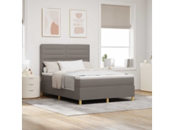 Vidaxl Cama Box Com Cabeceira Cinzento-acastanhado 140 X 200 Cm Tecido