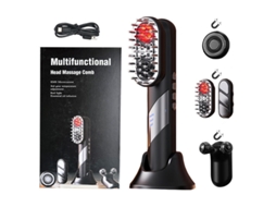 Pente De Massagem Elétrico Para Couro Cabeludo Luz Vermelha Ems Aquecer 4 Em 1 Ohpa Wn-06 Preto