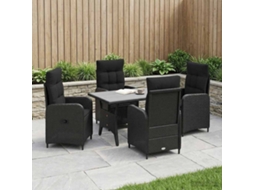 Vidaxl Conjunto De Jantar Para Exterior 5 Unid. Preto Vime Pe