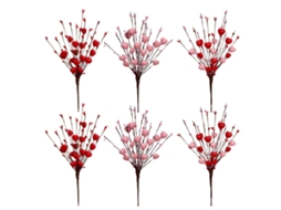 Jogo de 6 Varetas Decorativas de Corações com Frutos para Decoração de Casa LAXISCREED