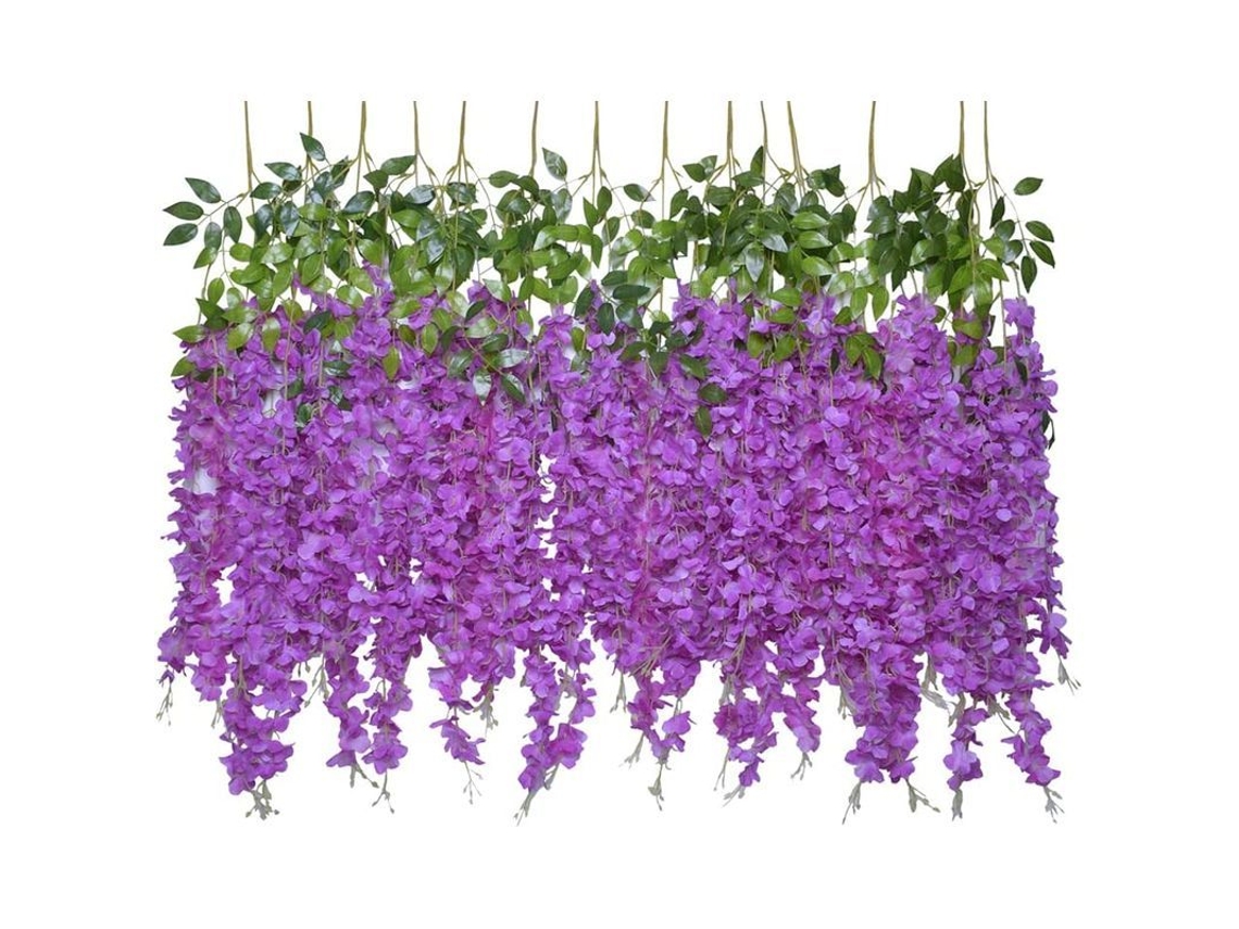 Guirlanda de glicínia artificial com 12 caules, vinha de glicínia falsa, flor pendente | S/MARCA