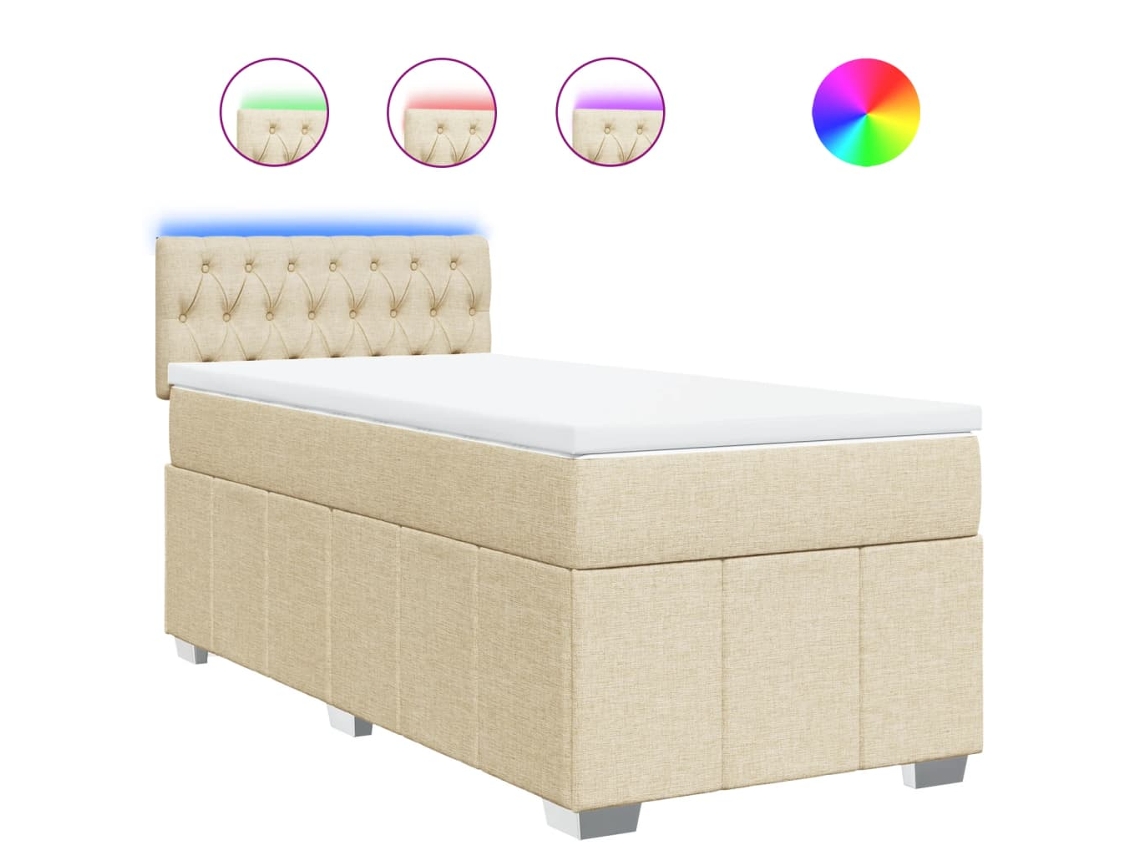 Cama com Molas/colchão 80x200 Cm Tecido Cor Crème MAISON EXCLUSIVE