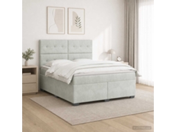 Vidaxl Cama Box Spring Com Colchão Cinzento-claro 140 X 190 Cm Veludo