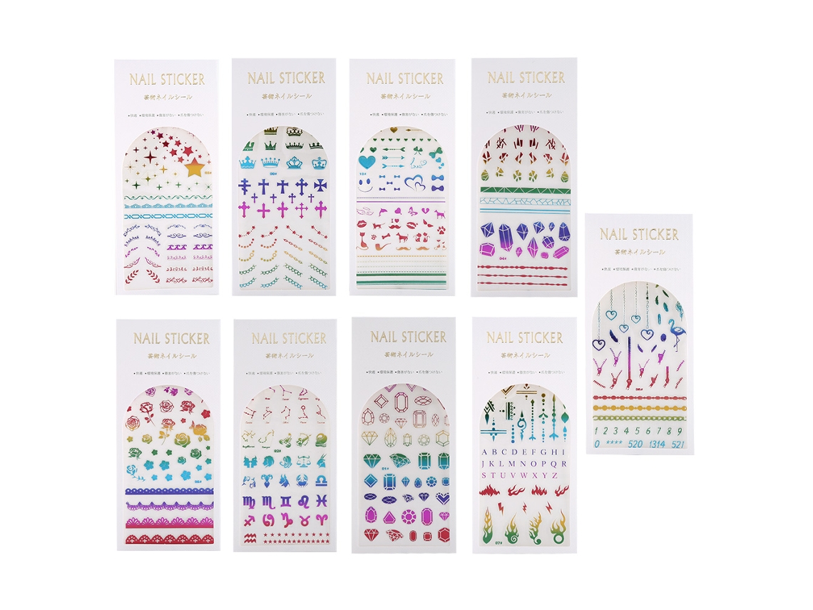 9pcs Adesivos De Unhas Com Desenhos De Natal Para Manicure Diy Decoração Brilhante