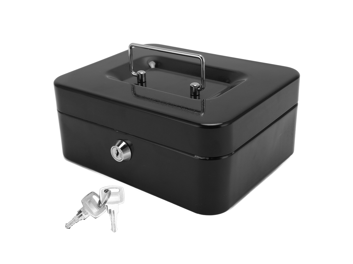 Caixa De Dinheiro De Metal Grande Capacidade Caixa De Dinheiro Portátil Banco De Dinheiro Para Casa Negócios Preto