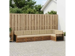 Vidaxl Conjunto De Sofás Para Exterior 6 Unid. Natural E Bege