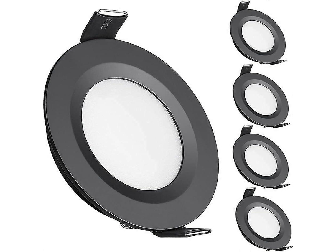 Omni 4 Focos Embutidos Led 12v 3w 3200k Luz Branca Quente 58 65mm para Autocaravana Barco Caravana Van Iate Preto