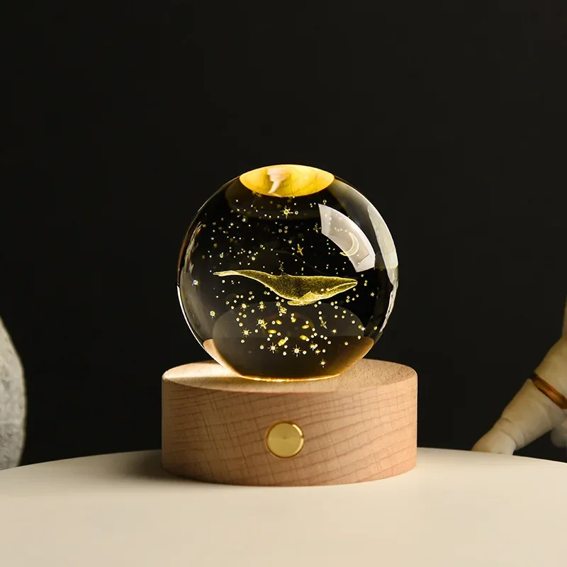 Bola de Cristal 3d de 6 Cm, Gravada a Laser, Decoração para Mesa de Casa MDUG