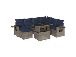Conjunto de Sofá de Jardim, 8 Peças, Almofadas, Rattan Cinza MAISON EXCLUSIVE