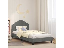 Vidaxl Estrutura De Cama Infantil Com Cabeceira Cinzento-escuro Veludo