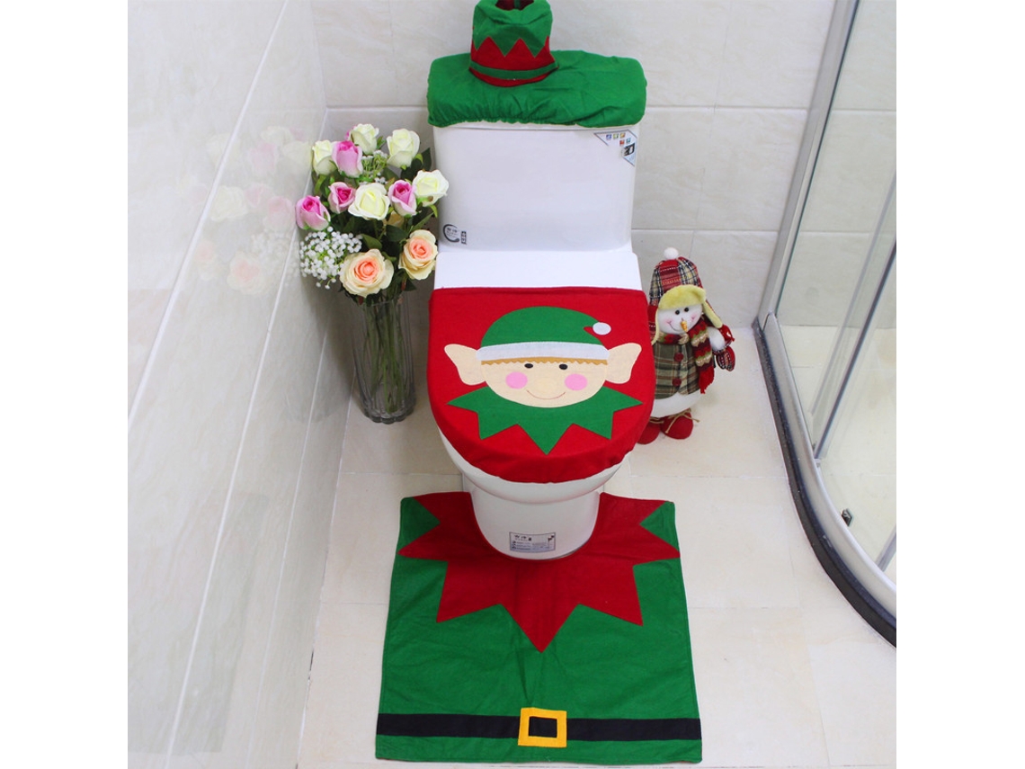 Capa de Assento de Vaso Sanitário de Natal com Padrões Fofos Tecido Não Tecido Decoração Diy