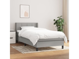 Vidaxl Cama Com Molas/colchão 90x190 Cm Tecido Cinzento-claro