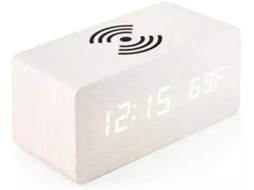 Relógio Despertador Carregador Wireless Qi Branco