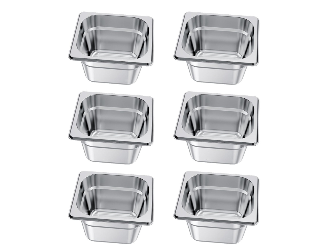 Recipiente Gastronorm Reutilizável para Hotel Tamanho 1 6 Unidades 7 L de Aço Inoxidável Catering Empanar Comida Festas Restaurantes e Bufês 176 X