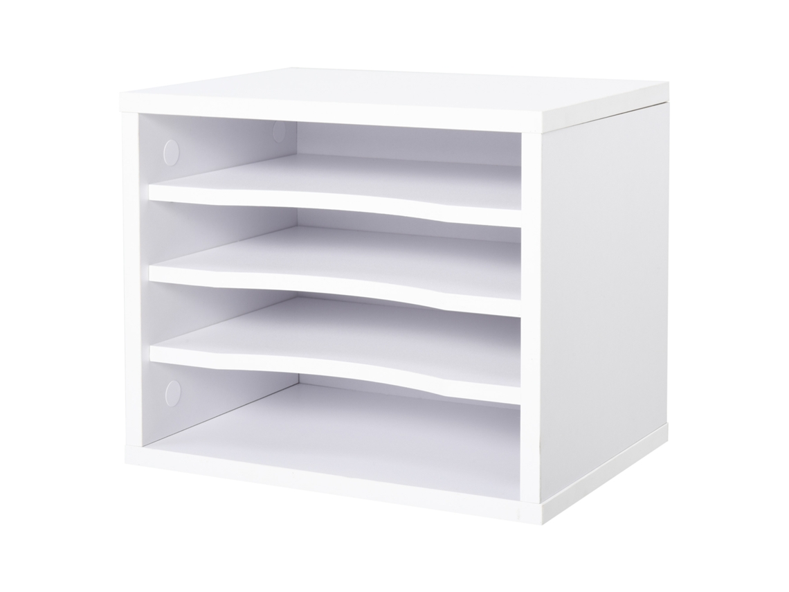 Organizador De Mesa White Wood Com 4 Camadas De Materiais Para Impressora Escuro. 35,5l X 25l X 28,6h Cm-pt