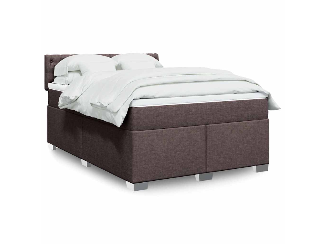Vidaxl Cama Com Molas/colchão 140x190 Cm Tecido Castanho-escuro