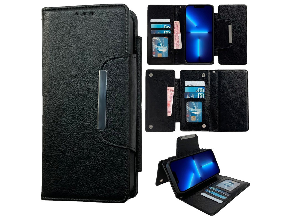 Capa Destacável Para Iphone 13 Pro Pele Sintética Preto