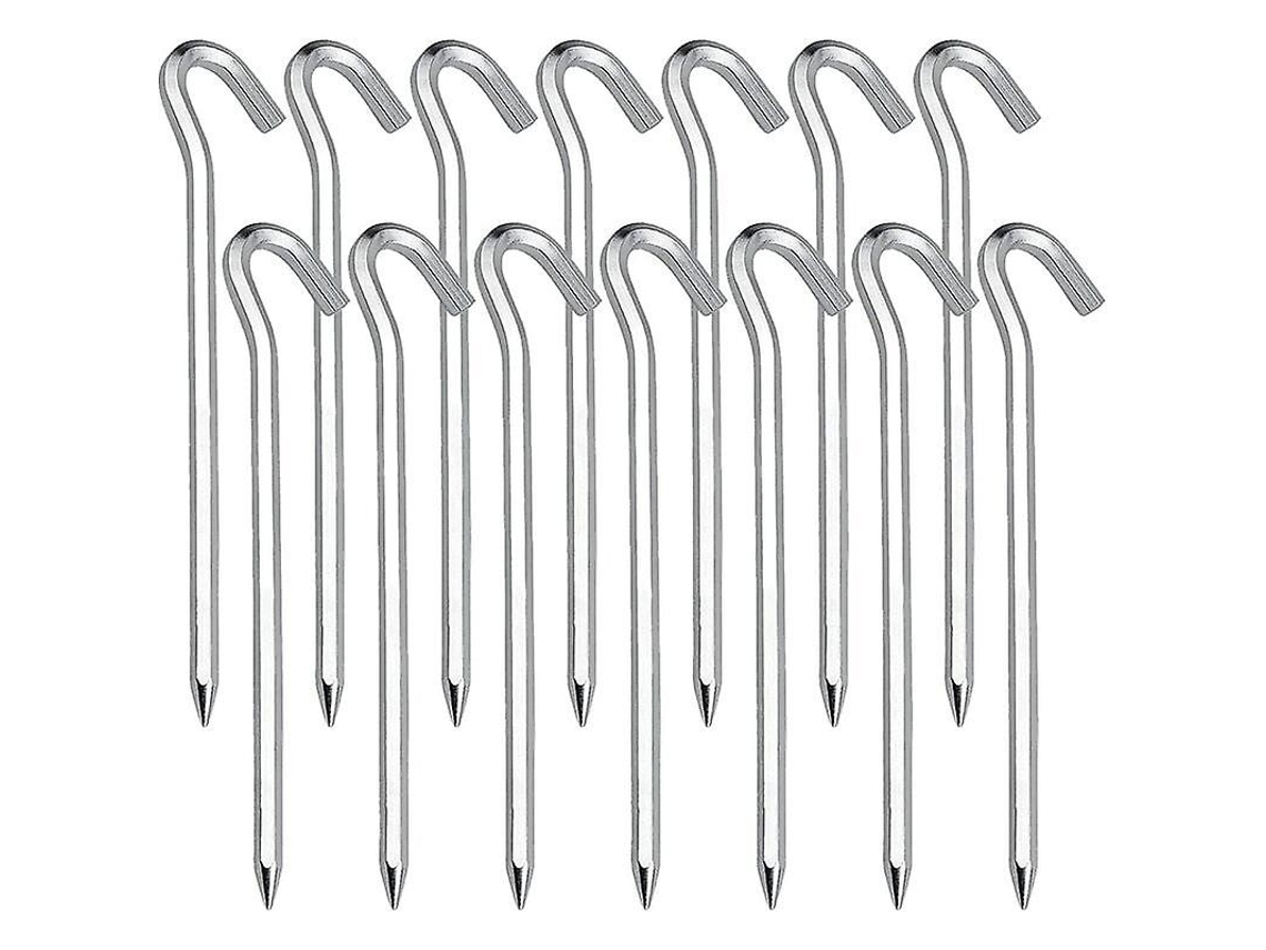 Omni-14 Pregos De Aço Galvanizado Para Tendas De Campanha, Jardinagem, 18cm, Fixos Ao Solo Com Gancho Antiderrapante