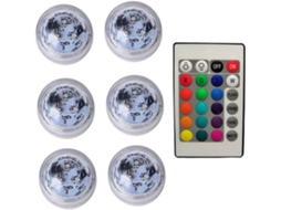 Luminária Submersível Prova Ip68 Controle Remoto Piscina Aquário Flores Jardim Decoração Festas 6 Lâmpadas 1 Controlador GOKOCO