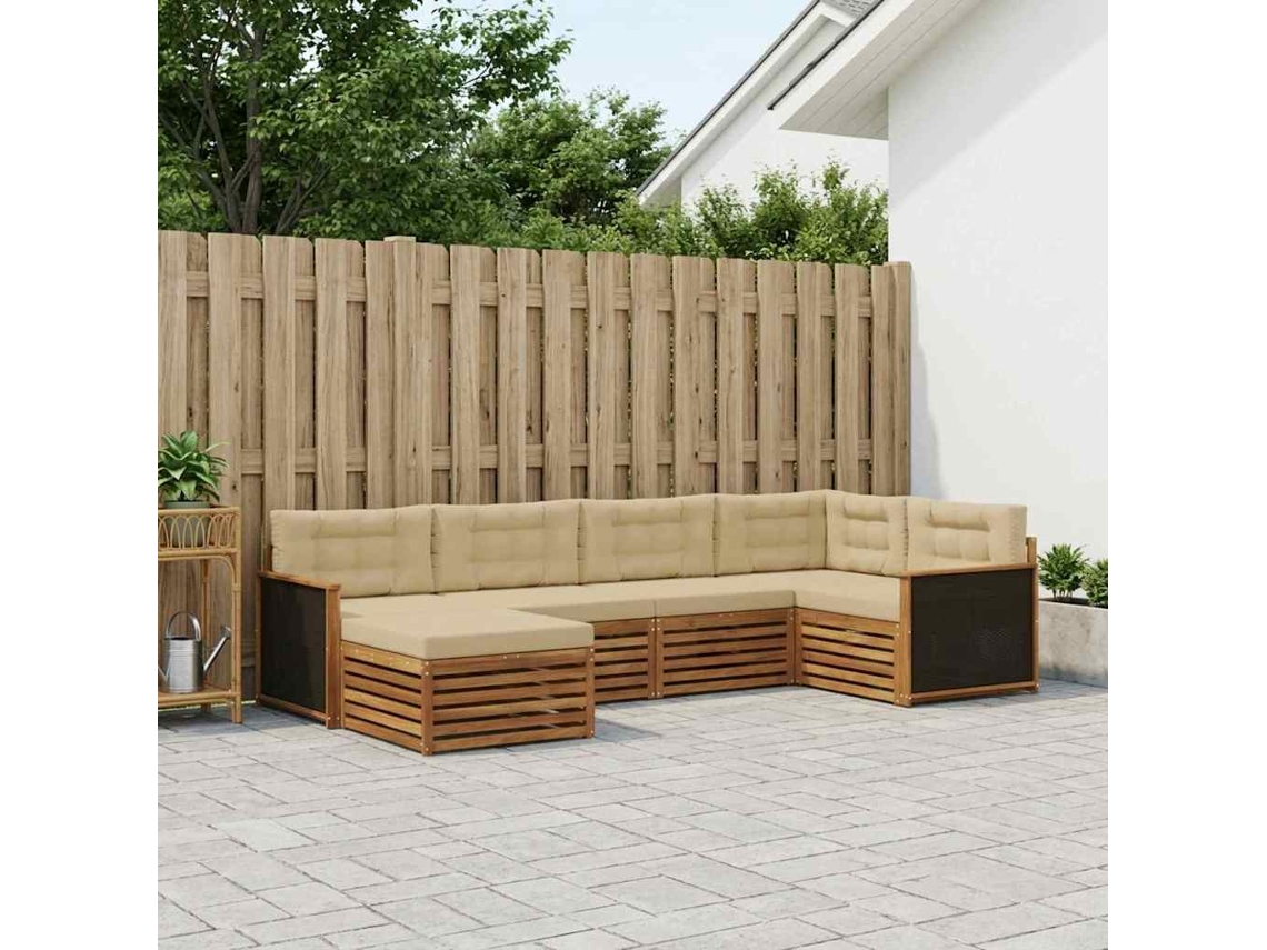 Vidaxl Conjunto De Sofás Para Exterior 6 Pcs Natural E Bege