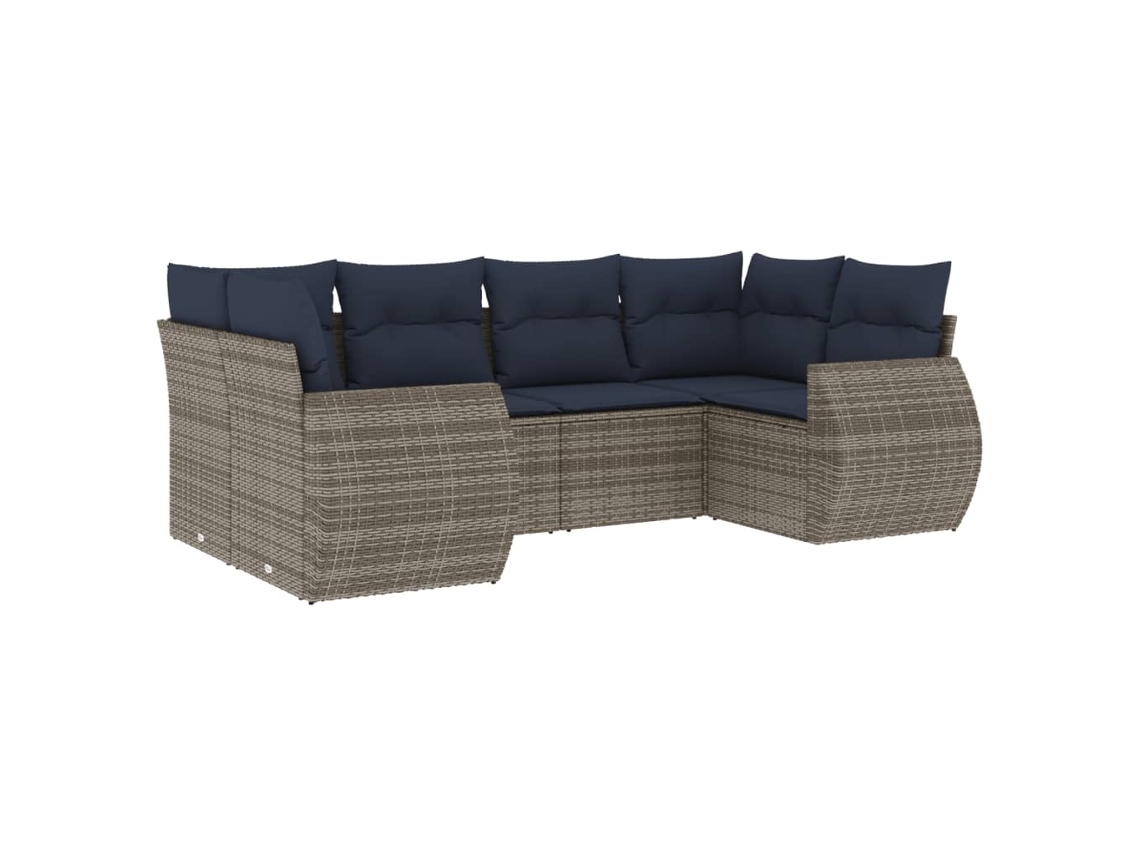 Conjunto de Sofá de Jardim, 6 Peças, Almofadas, Rattan Cinza MAISON EXCLUSIVE