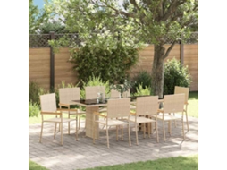 Vidaxl Conjunto De Jantar Para Jardim 9 Unid. Bege Vime Pe