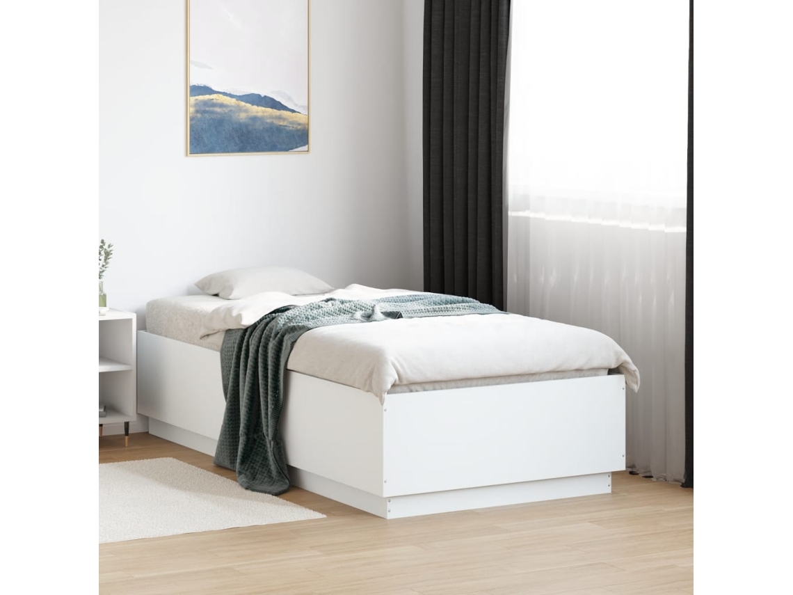 Vidaxl Estrutura De Cama 75x190 Cm Derivados De Madeira Branco