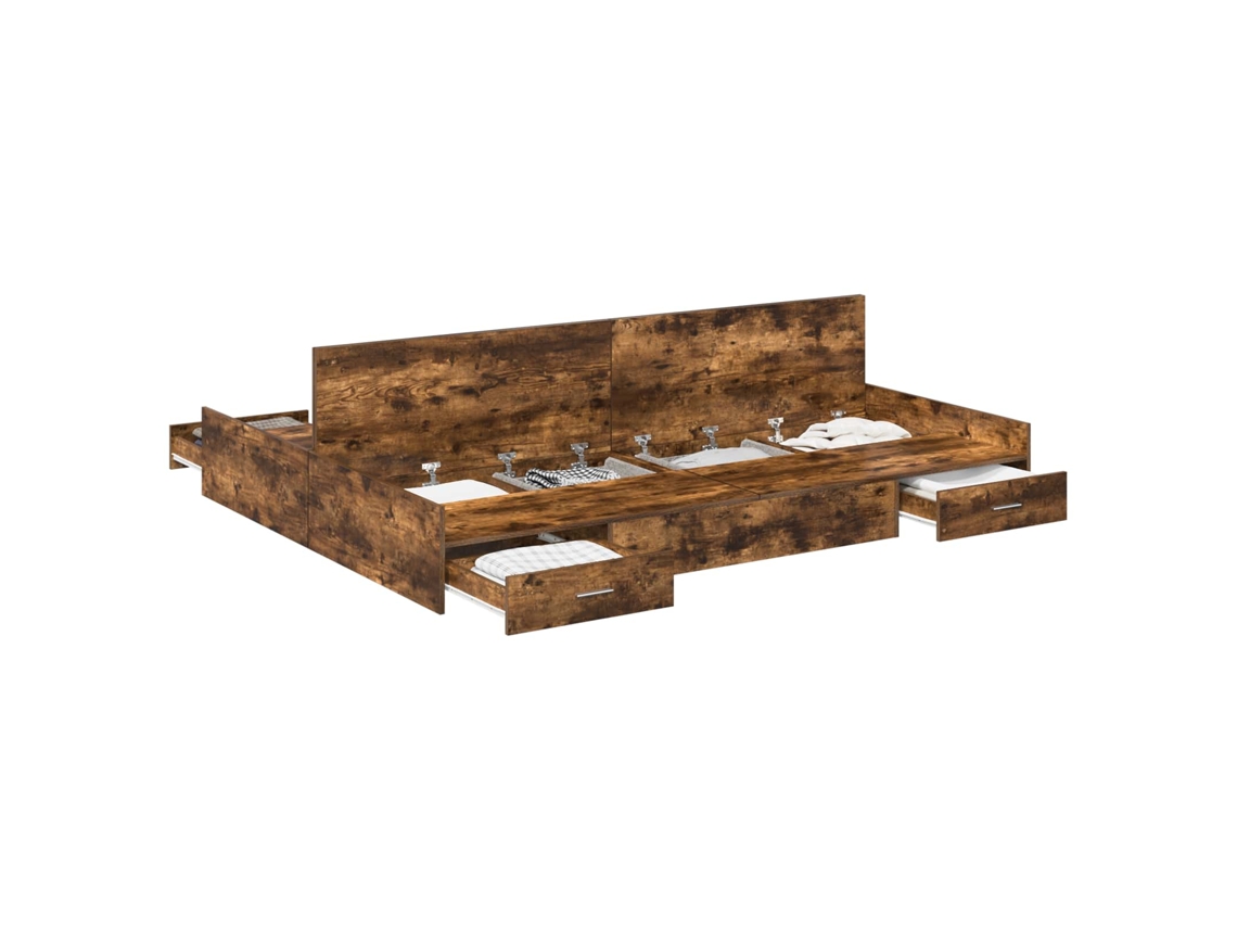 Estrado de Cama com Arrumação Carvalho Defumado 160x200 cm MAISON EXCLUSIVE