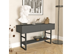 Tabela de console Conpeenranta com prateleira e 2 portas de metal e aglomerado 139x43x76 cm antracite e preto [EN.CASA]
