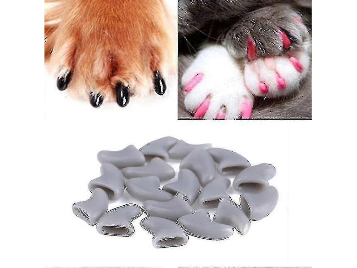 20 Capas De Unhas De Gato Macias De Silicone Protectoras Tamanho Xs Cinza