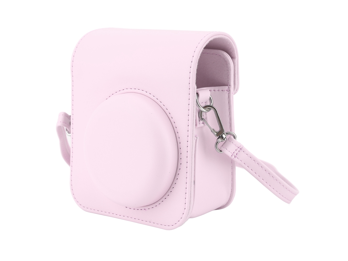 Estojo protetor 2026 para câmera instantânea Mini, bolsa em couro PU com alça ajustável para Fujifilm Instax Mini 12, rosa claro.