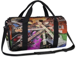 Bolsa Esportiva Criativa com Guitarra Elétrica Tecido Poliéste 45x21x5x23cm Estampa Pa Design Du