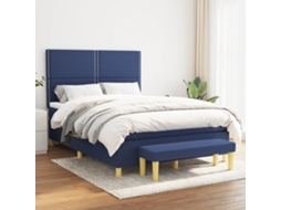 Vidaxl Cama Com Molas/colchão 140x190 Cm Tecido Azul