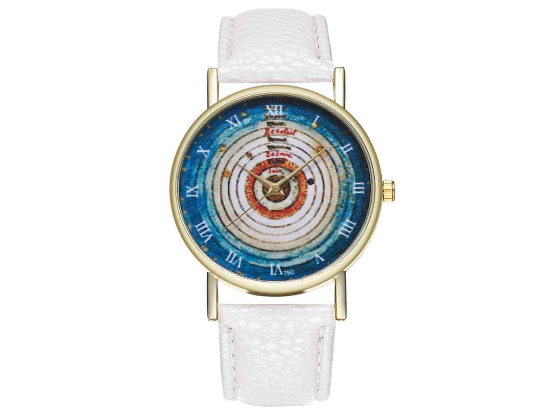 Relógio de quartzo unissex Zhoulianfa com pulseira de couro PU e numerais romanos (branco)