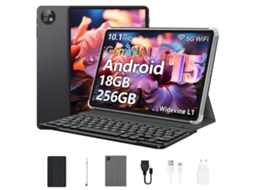 Tablet Vanwin K30 Android 15 Teclado Bluetooth Capa Em Pele 6 Gb De Ram 256 Rom Versão Wifi Preto (memória Expandida)