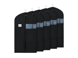 Bolsas Para Vestidos E Trajes 5 Peças Pretas De Tela Não Tecida Com Janela Transparente E Cremalheira Durável