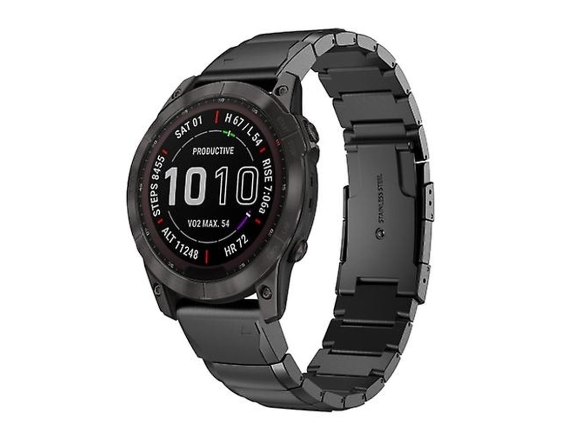 Pulseira De Relógio Lurelia Para Garmin Fenix 7x 26 Mm Tartaruga Shell Aço Inoxidável Preto