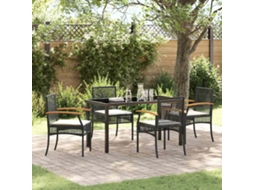Vidaxl Conjunto de Jantar para Jardim com Almofada 5 Pcs Preto Vime