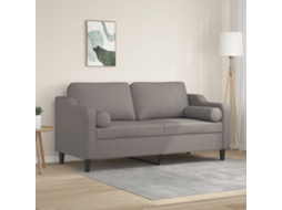 Vidaxl Sofá 2 Lug. +almofadas Decoração 140cm Tecido Cinza-acastanhado