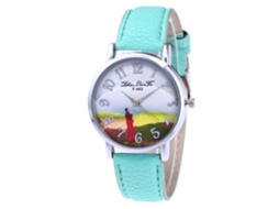 Relógio de pulso unissex Zhoulianfa, estilo casual, com pulseira de couro e movimento de quartzo (verde menta)