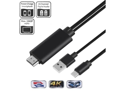 Cabo MULTISHOP Adaptador MHL USB-C para HDMI para Smartphones / Tablet (HDTV) Preto