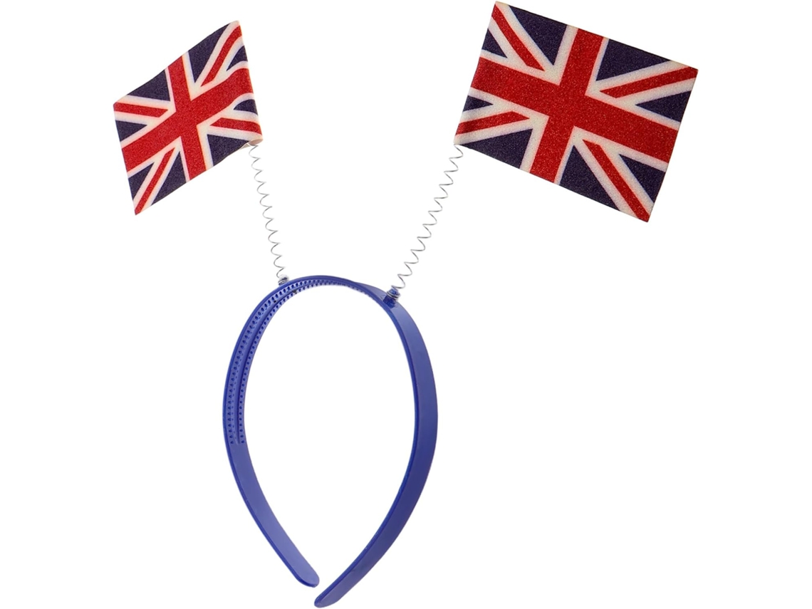 Tiara Com Mola E A Bandeira Do Reino Unido Para Mulheres E Meninas - Acessório De Cabelo Para Fãs De Futebol E Festas.