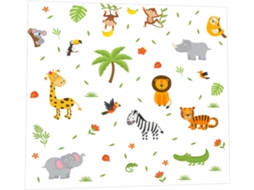 Adesivos de Janela com Animais Desenho Animado, Aderência Estática, Parede para Decoração Quarto CHABERLU