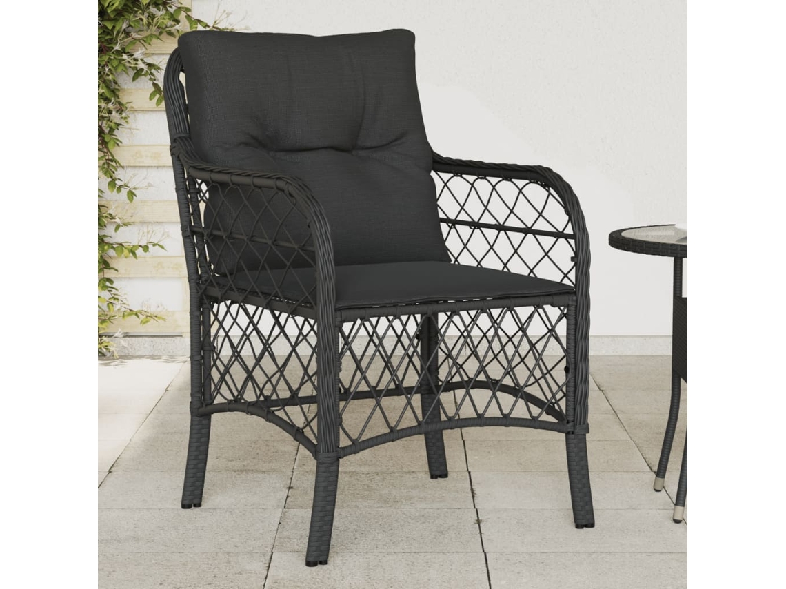 Cadeiras De Jardim Com Almofadões 2 Pcs Vime Pe Preto Dkd Home Decor