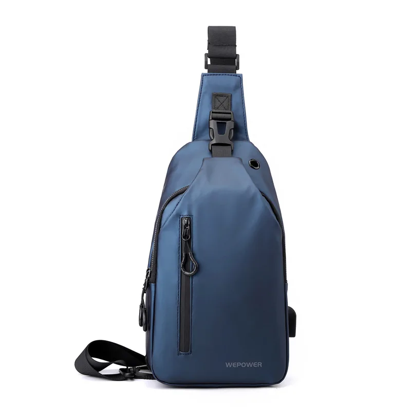 (azul) Bolsa Transversal Masculina Elegante E Multifuncional À Prova D'água Com Interface Usb
