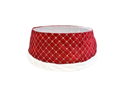 Saia de Árvore de Natal com Bordado 3d em Sequins, Decoração de Base Vermelha LAXISCREED