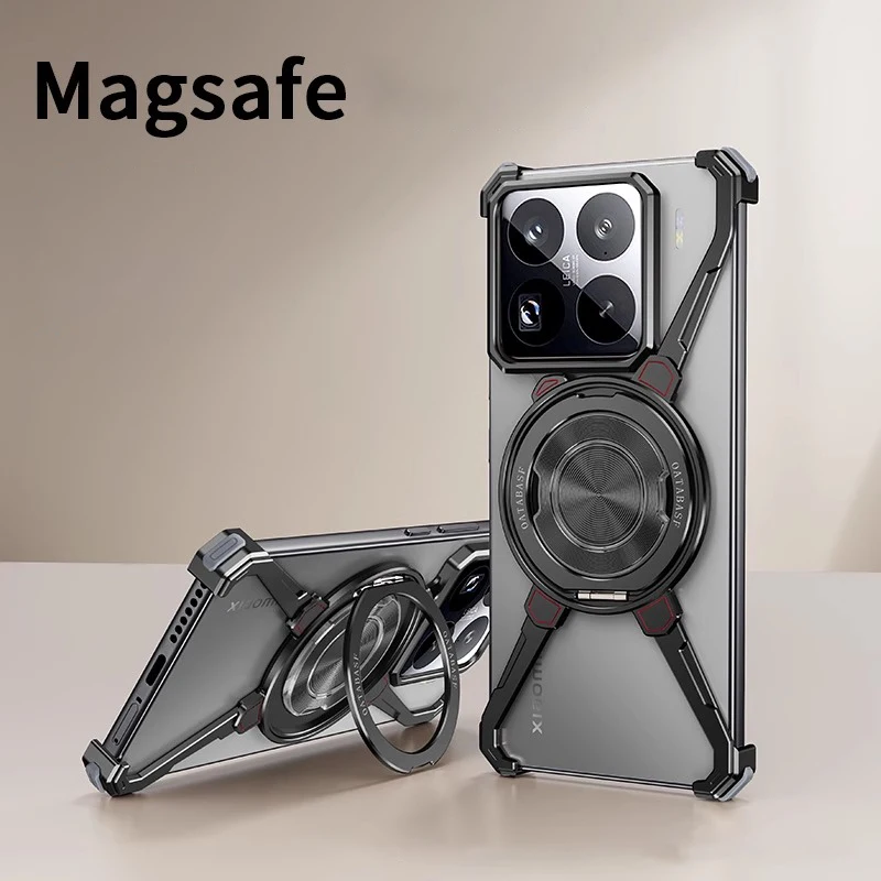 Capa Para Celular Xiaomi 15 (preta) Com Suporte Magnético Magsafe E Rotação De 360°
